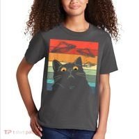 Funny Cat Tee, Galaxy Cat Spaceship Alien Cat UFO Kids T-Shirt thumb 2