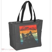 Funny Cat Tee, Galaxy Cat Spaceship Alien Cat UFO Tote Bag thumb 2