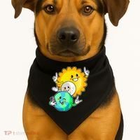 Funny Cute Total Solar Eclipse Earth Moon Sun Selfie USA-Made Doggie Bandana thumb 1