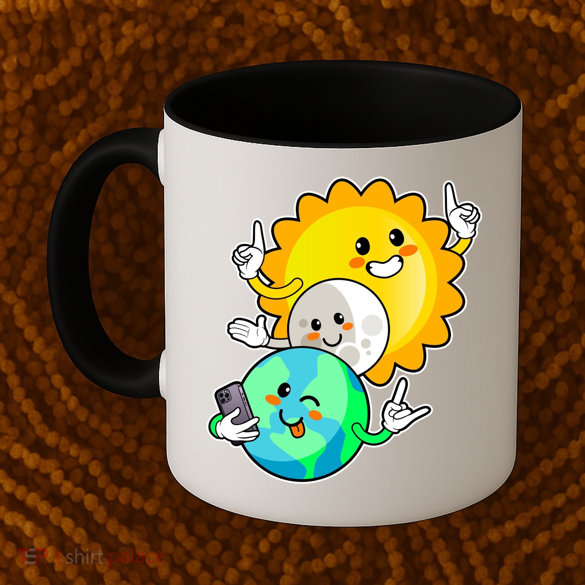 Funny Cute Total Solar Eclipse Earth Moon Sun Selfie Coffee Mug