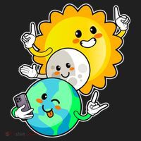 Funny Cute Total Solar Eclipse Earth Moon Sun Selfie Golf Towel thumb 3