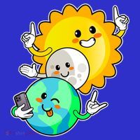 Funny Cute Total Solar Eclipse Earth Moon Sun Selfie Apron thumb 3