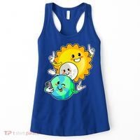 Funny Cute Total Solar Eclipse Earth Moon Sun Selfie Women's Tank Top thumb 0