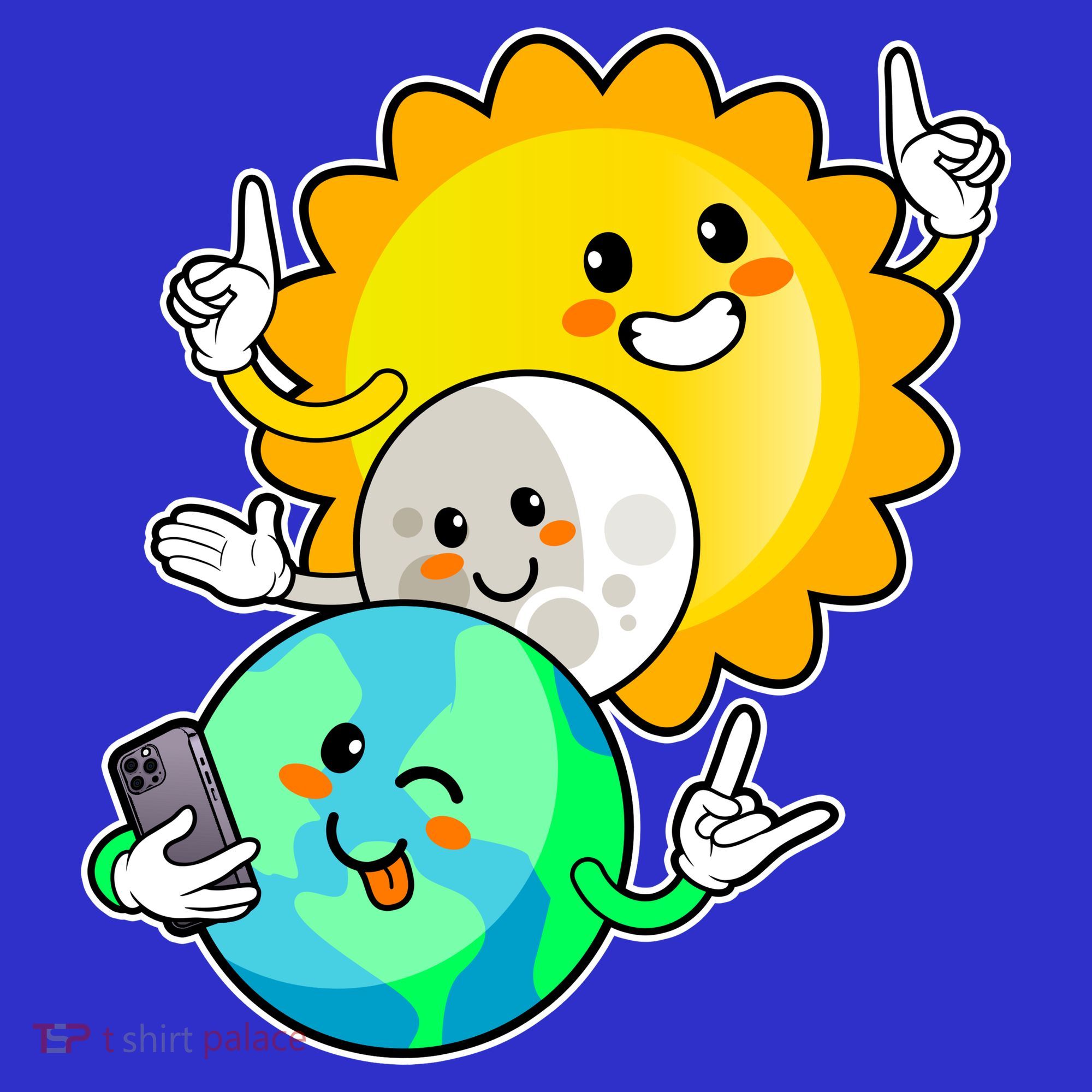 Funny Cute Total Solar Eclipse Earth Moon Sun Selfie Women's Tank Top
