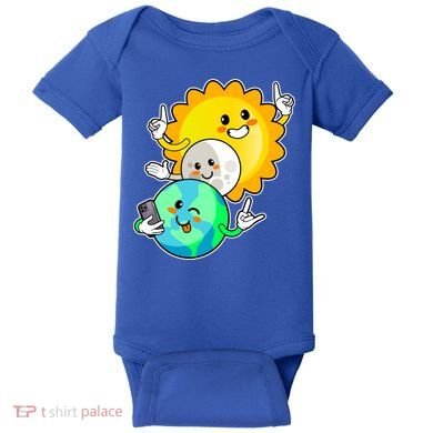 Funny Cute Total Solar Eclipse Earth Moon Sun Selfie Baby Bodysuit