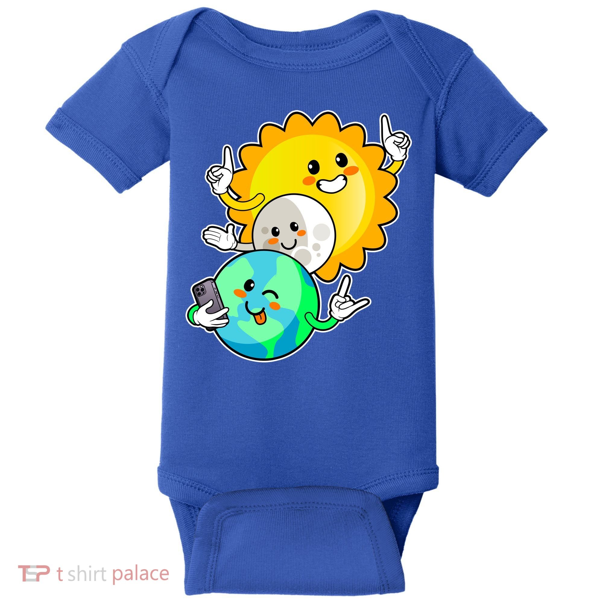 Funny Cute Total Solar Eclipse Earth Moon Sun Selfie Baby Bodysuit