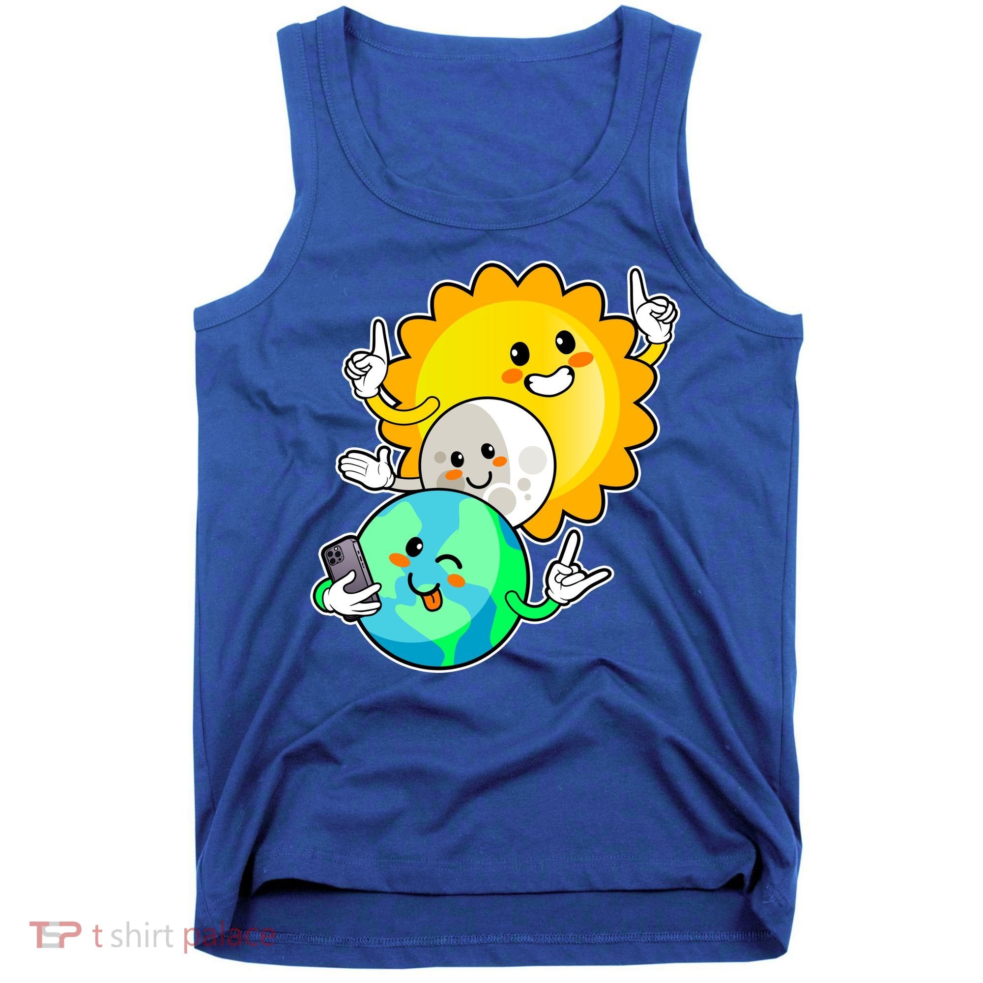 Funny Cute Total Solar Eclipse Earth Moon Sun Selfie Tank Top