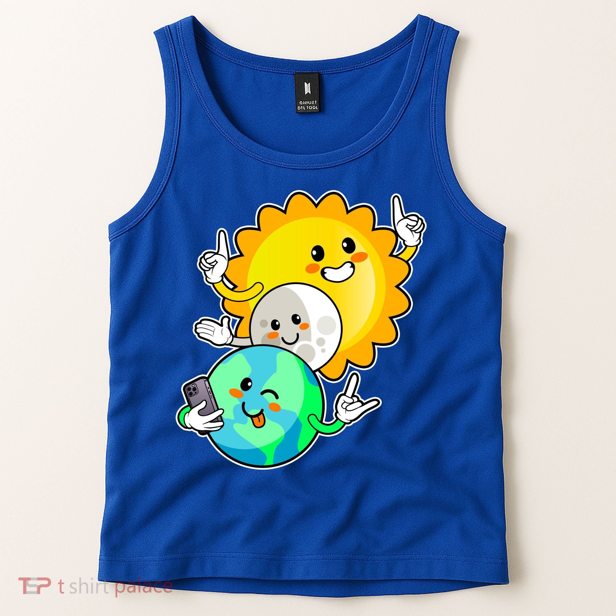 Funny Cute Total Solar Eclipse Earth Moon Sun Selfie Tank Top