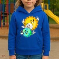 Funny Cute Total Solar Eclipse Earth Moon Sun Selfie Kids Hoodie thumb 3
