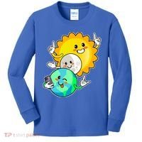 Funny Cute Total Solar Eclipse Earth Moon Sun Selfie Kids Long Sleeve Shirt thumb 0