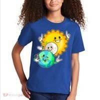 Funny Cute Total Solar Eclipse Earth Moon Sun Selfie Kids T-Shirt thumb 2