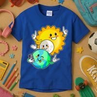 Funny Cute Total Solar Eclipse Earth Moon Sun Selfie Kids T-Shirt thumb 3