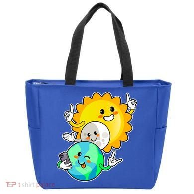 Funny Cute Total Solar Eclipse Earth Moon Sun Selfie Tote Bag