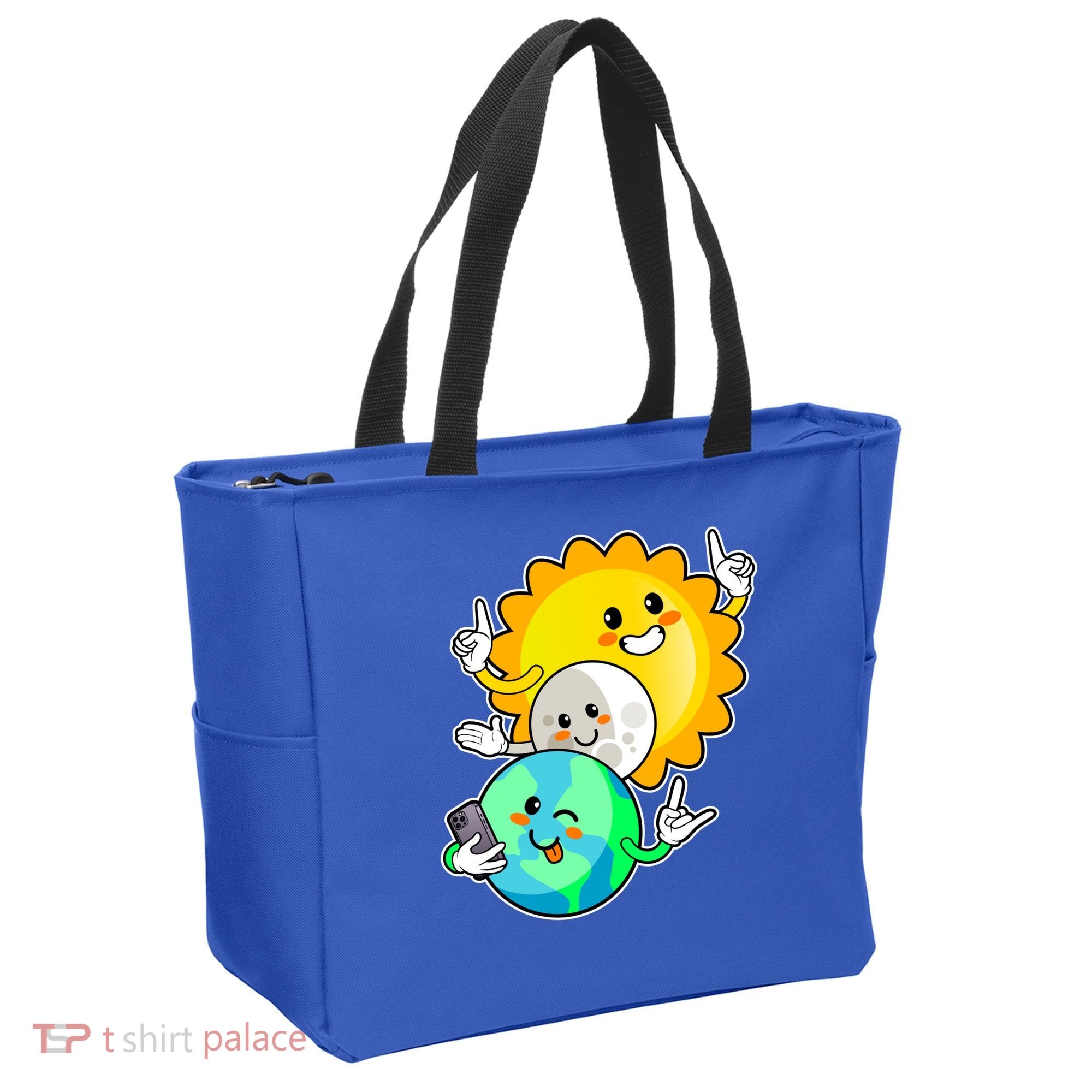 Funny Cute Total Solar Eclipse Earth Moon Sun Selfie Tote Bag