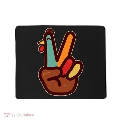 Funny Cute Thanksgiving Hand Turkey Peace Sign Mousepad
