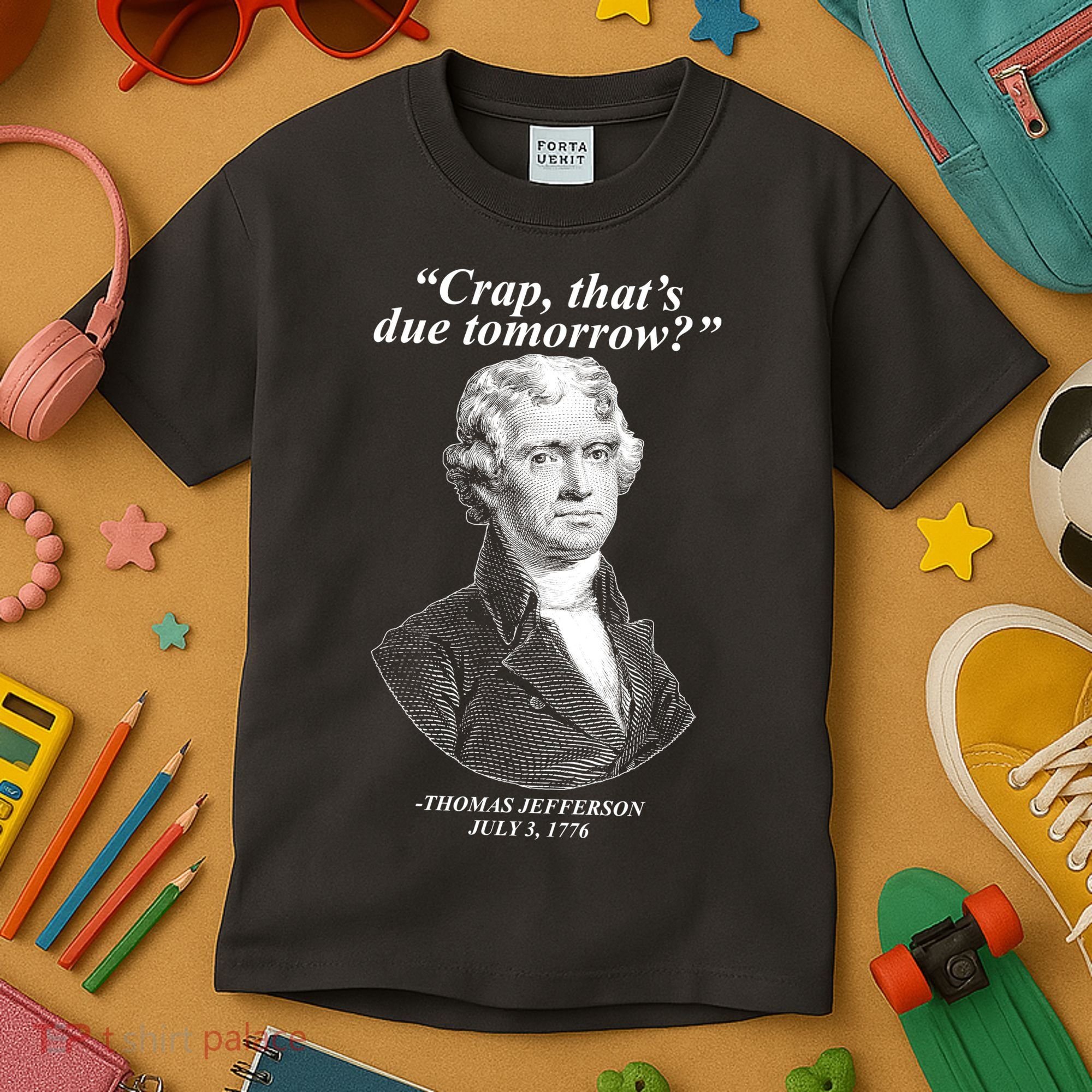 Funny Crap Thats Due Tomorrow Thomas Jefferson Kids T-Shirt