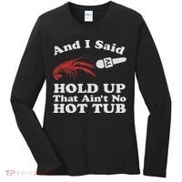 Funny Crawfish That Ain't No Hot Tub Cajun Boil Mardi Gras Women's Long Sleeve Shirt thumb 0