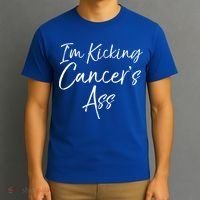 Funny Cancer Treatt Patient Gift I'm Kicking Cancer's Ass Gift T-Shirt thumb 3