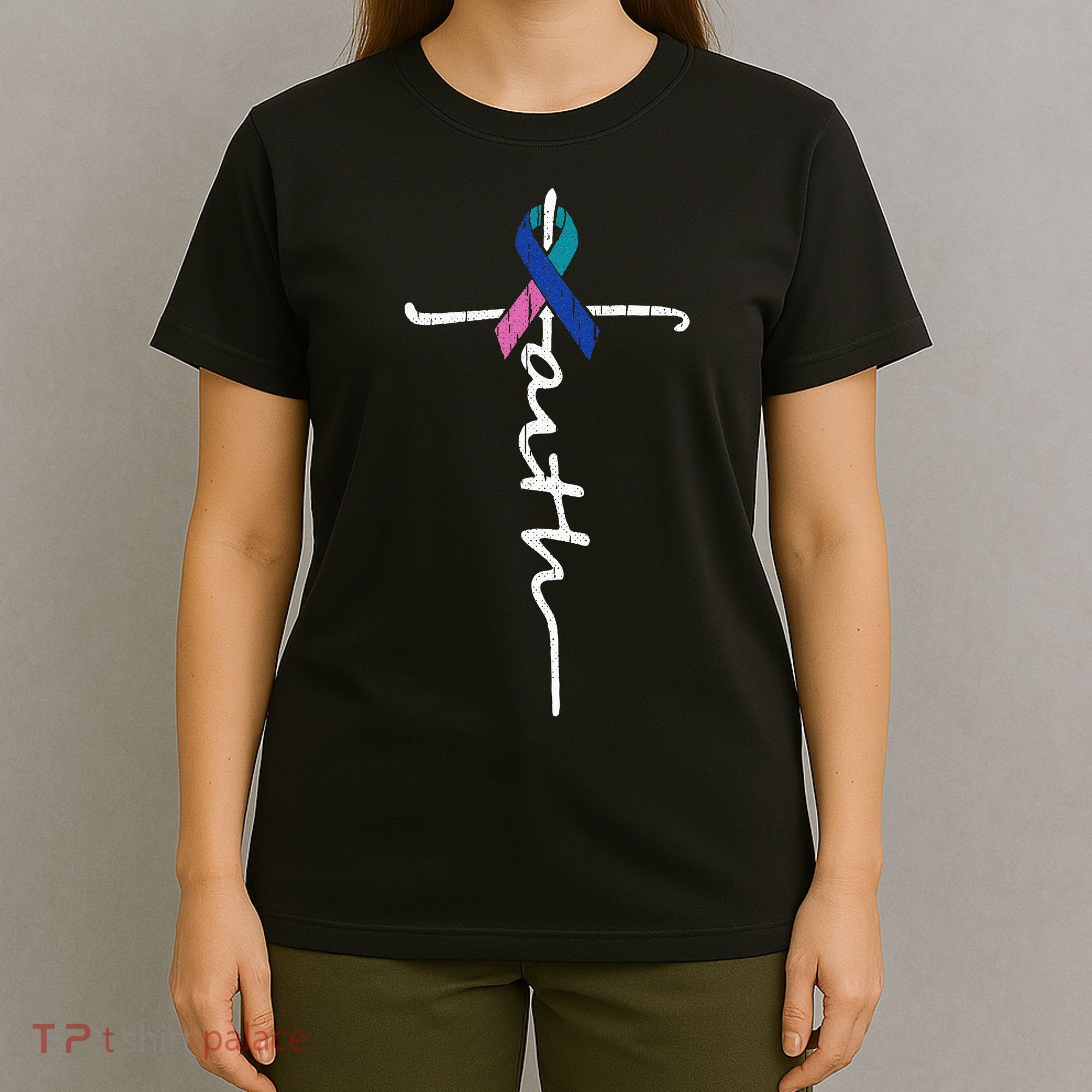 Faith Cross Thyroid Cancer Awareness Warrior Survivor T-Shirt