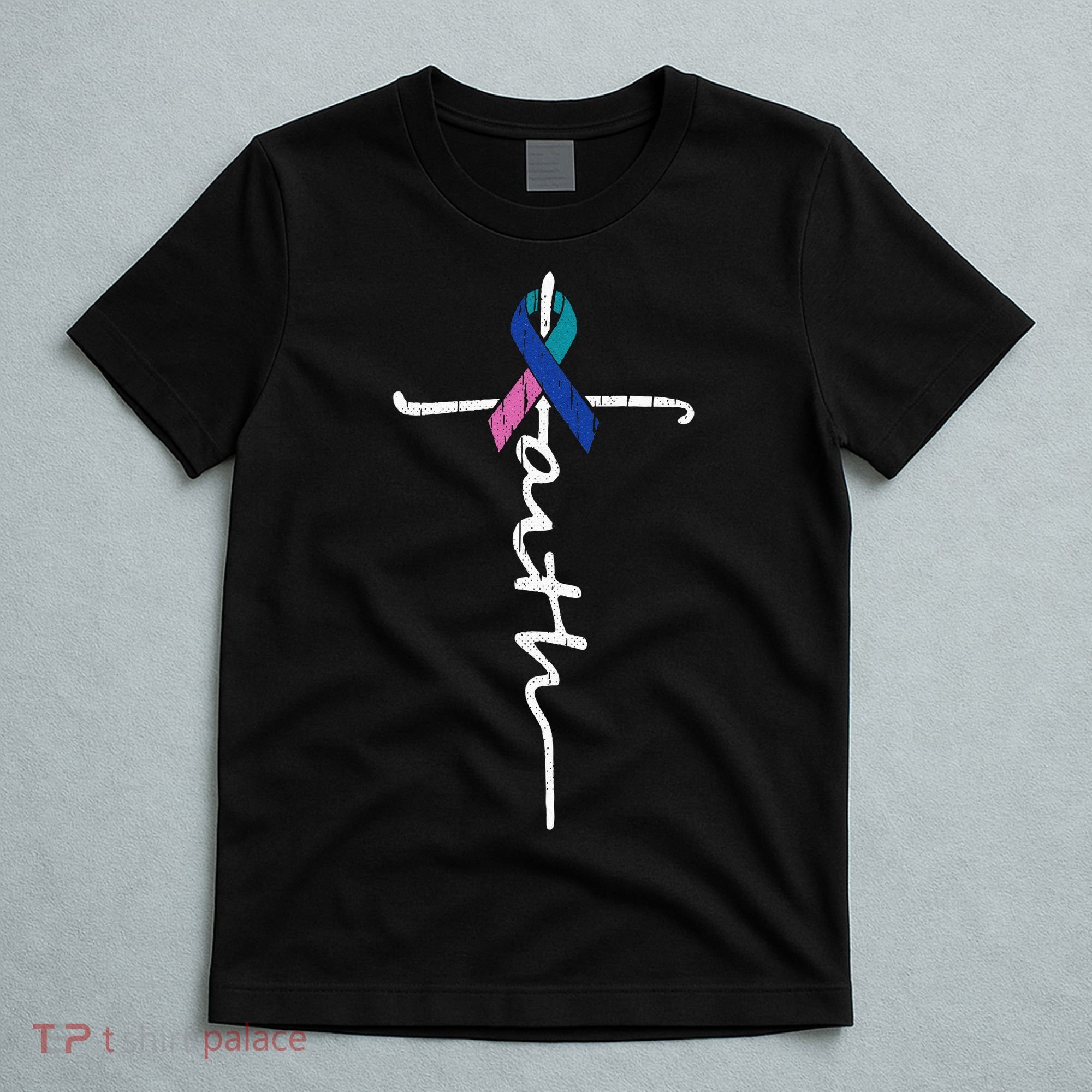 Faith Cross Thyroid Cancer Awareness Warrior Survivor T-Shirt