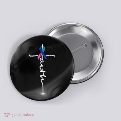 Faith Cross Thyroid Cancer Awareness Warrior Survivor Button