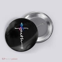 Faith Cross Thyroid Cancer Awareness Warrior Survivor Button thumb 0