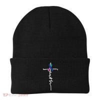 Faith Cross Thyroid Cancer Awareness Warrior Survivor Beanie thumb 0