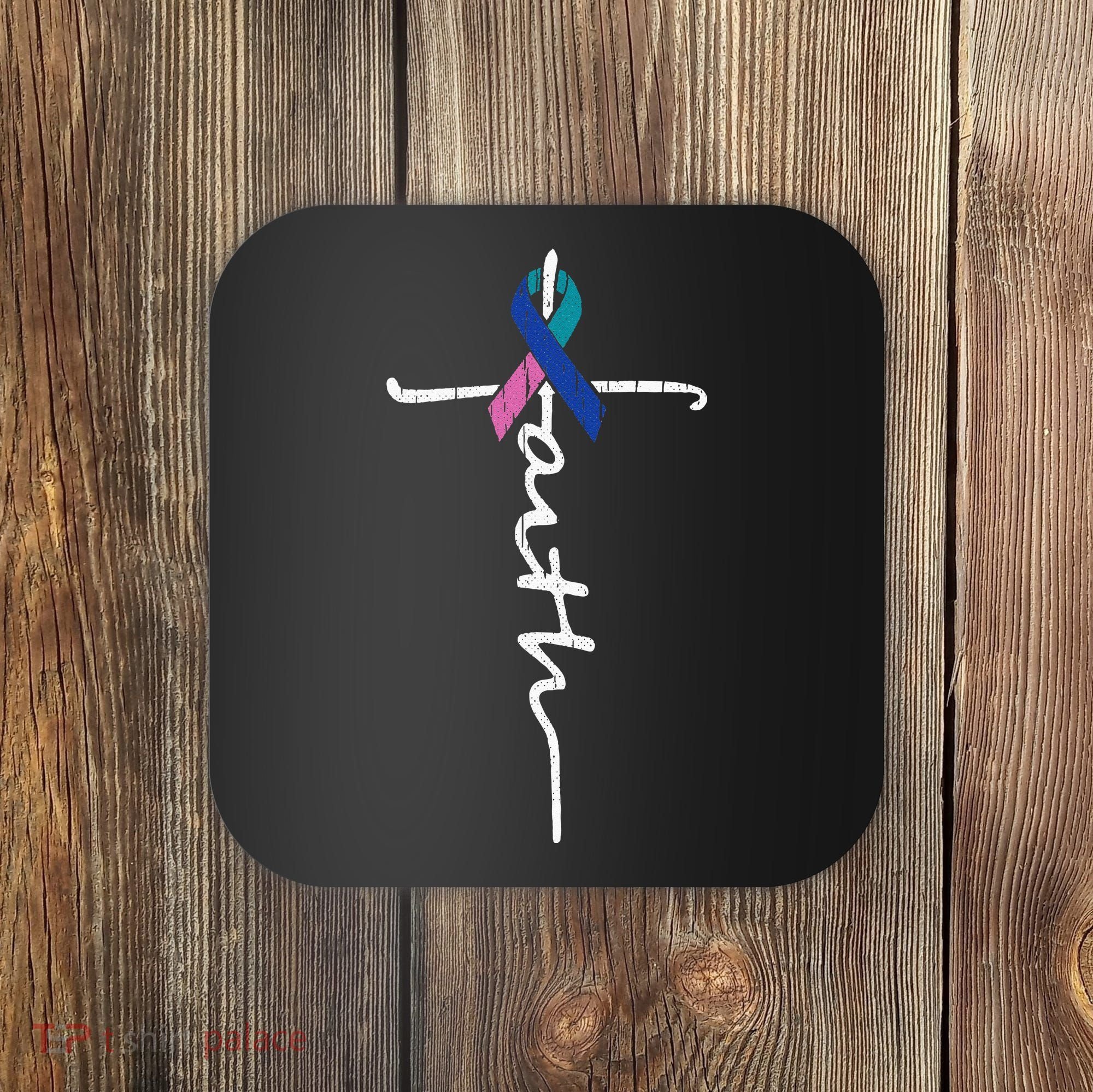Faith Cross Thyroid Cancer Awareness Warrior Survivor Coaster