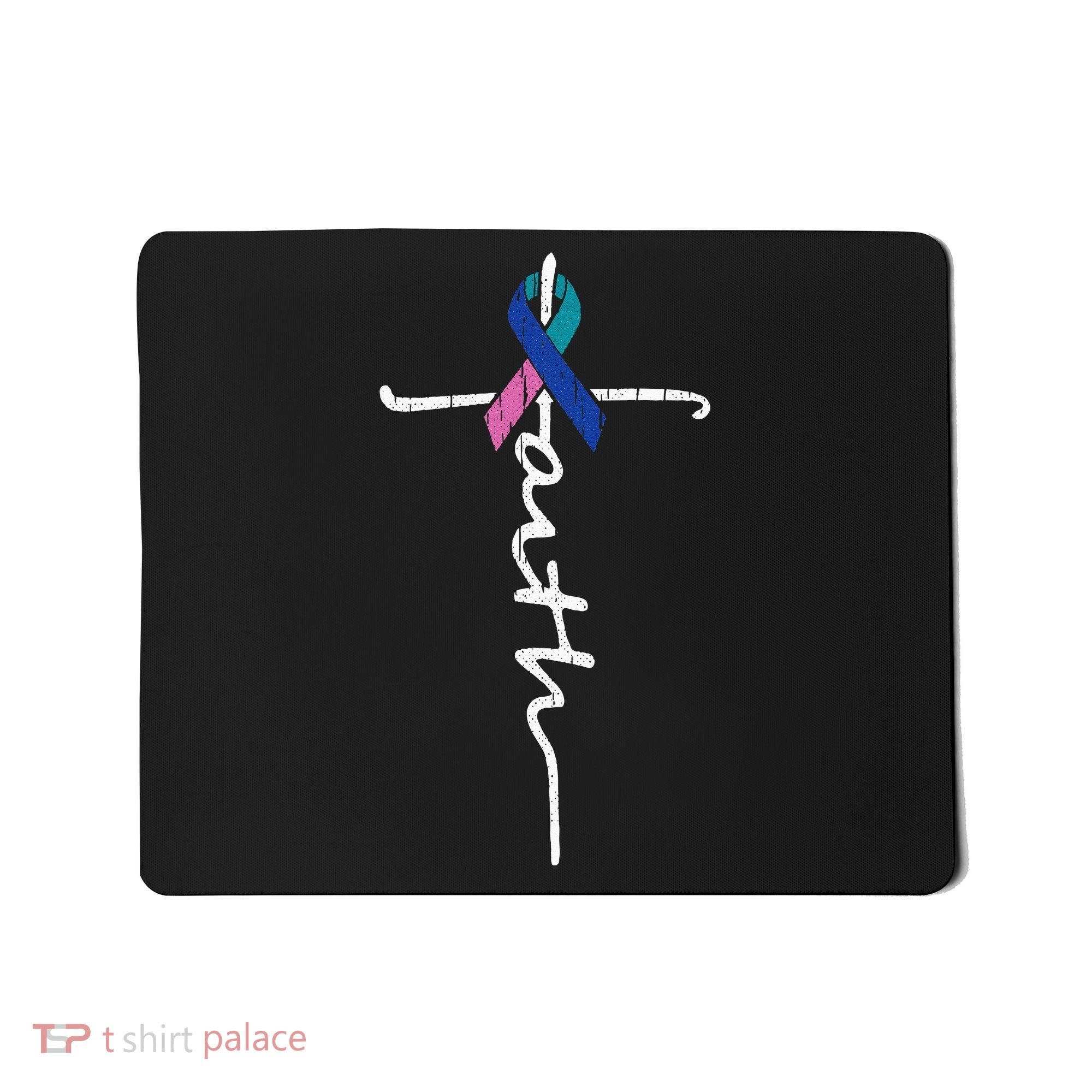 Faith Cross Thyroid Cancer Awareness Warrior Survivor Mousepad