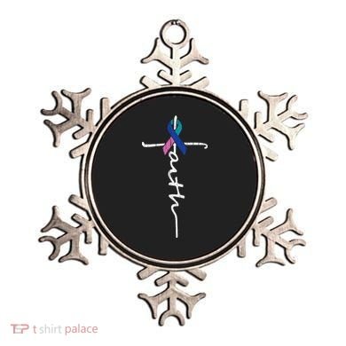 Faith Cross Thyroid Cancer Awareness Warrior Survivor Ornament