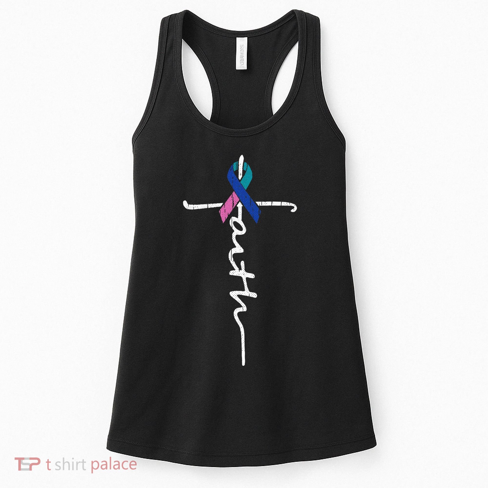 Faith Cross Thyroid Cancer Awareness Warrior Survivor Women's Tank Top
