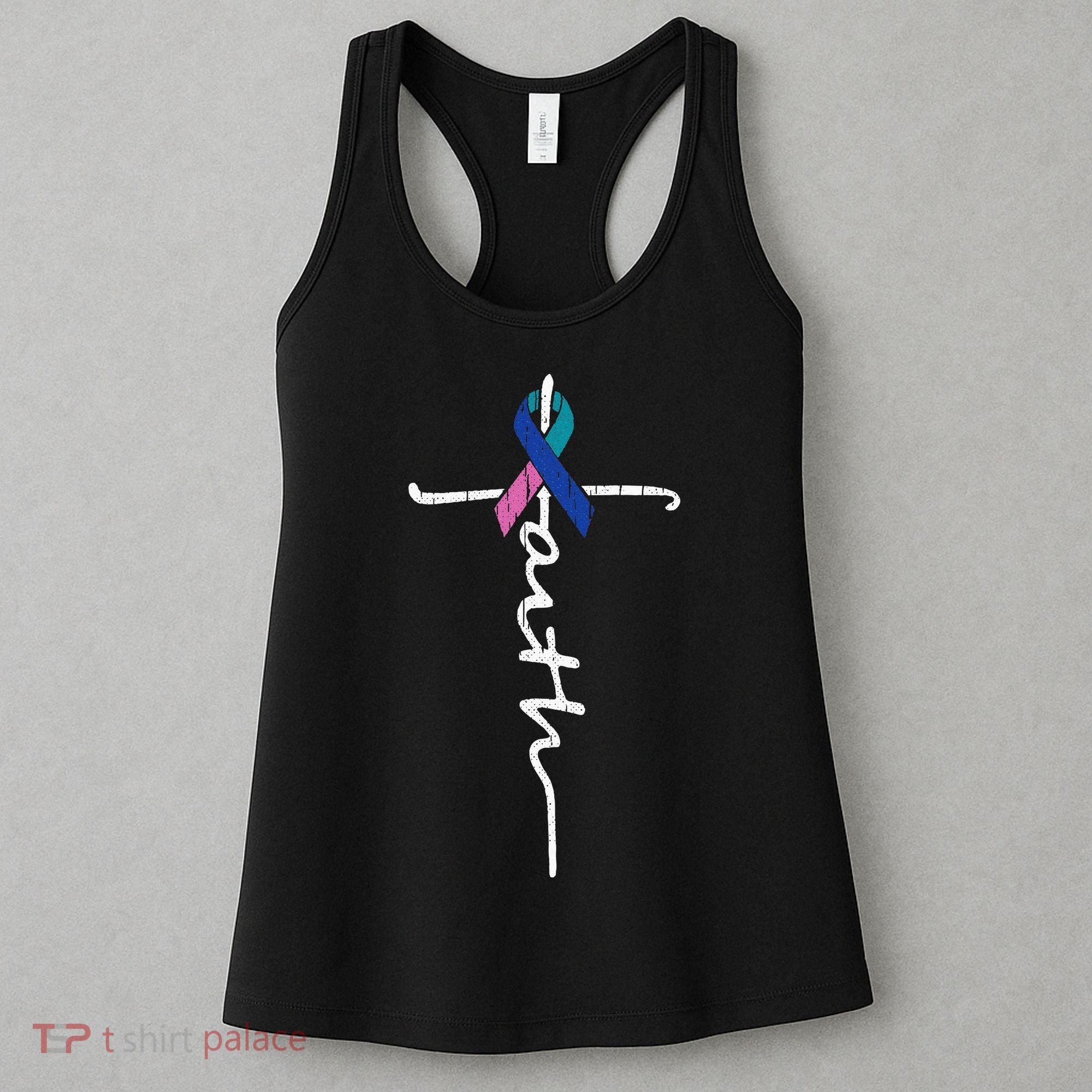 Faith Cross Thyroid Cancer Awareness Warrior Survivor Women's Tank Top