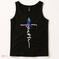 Faith Cross Thyroid Cancer Awareness Warrior Survivor Tank Top thumb 2