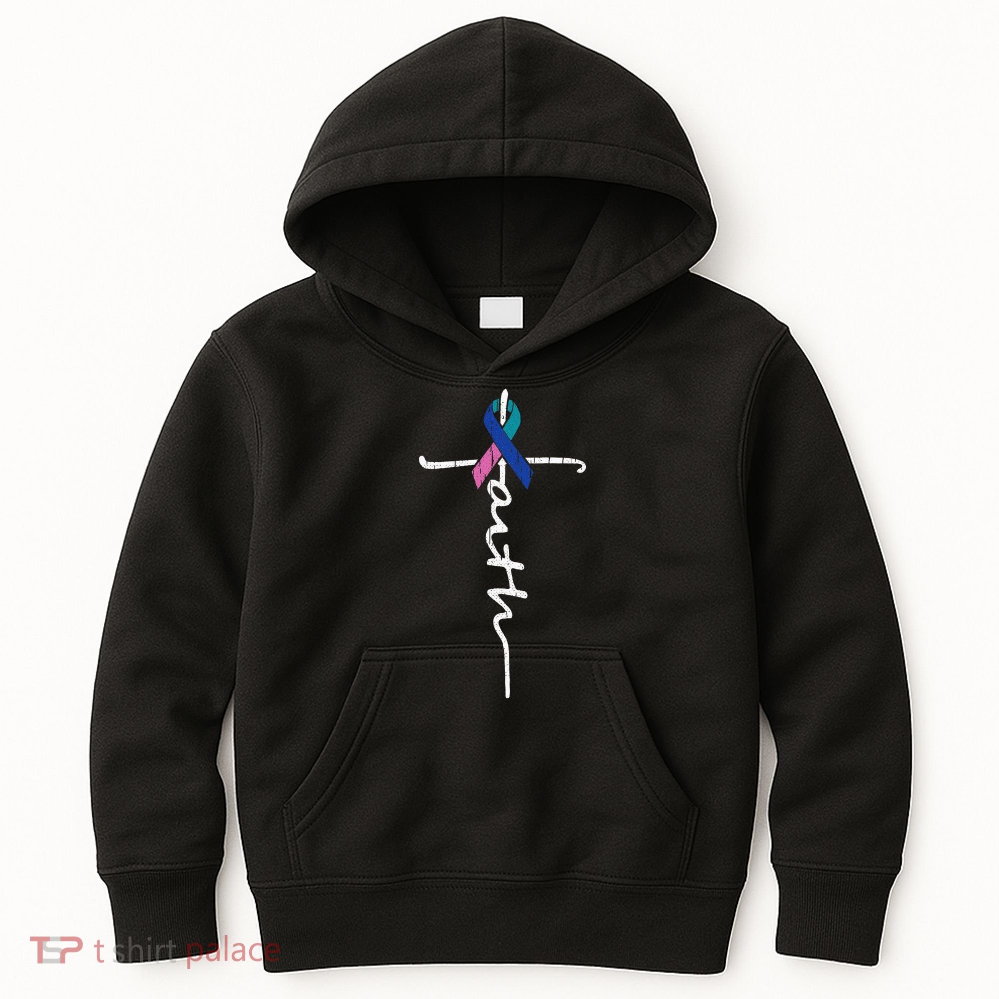 Faith Cross Thyroid Cancer Awareness Warrior Survivor Kids Hoodie