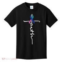Faith Cross Thyroid Cancer Awareness Warrior Survivor Kids T-Shirt thumb 0