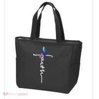 Faith Cross Thyroid Cancer Awareness Warrior Survivor Tote Bag thumb 3