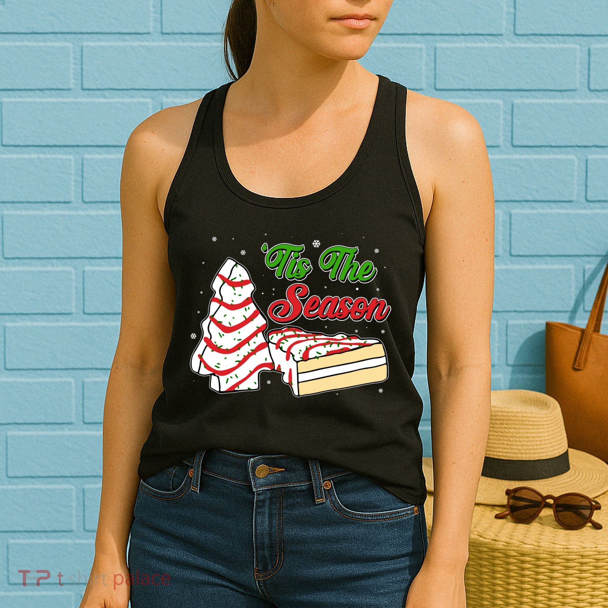Funny Christmas Tis The Season Tree Cakes Women's Tank Top
