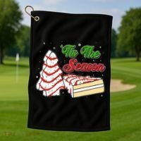 Funny Christmas Tis The Season Tree Cakes Golf Towel thumb 1