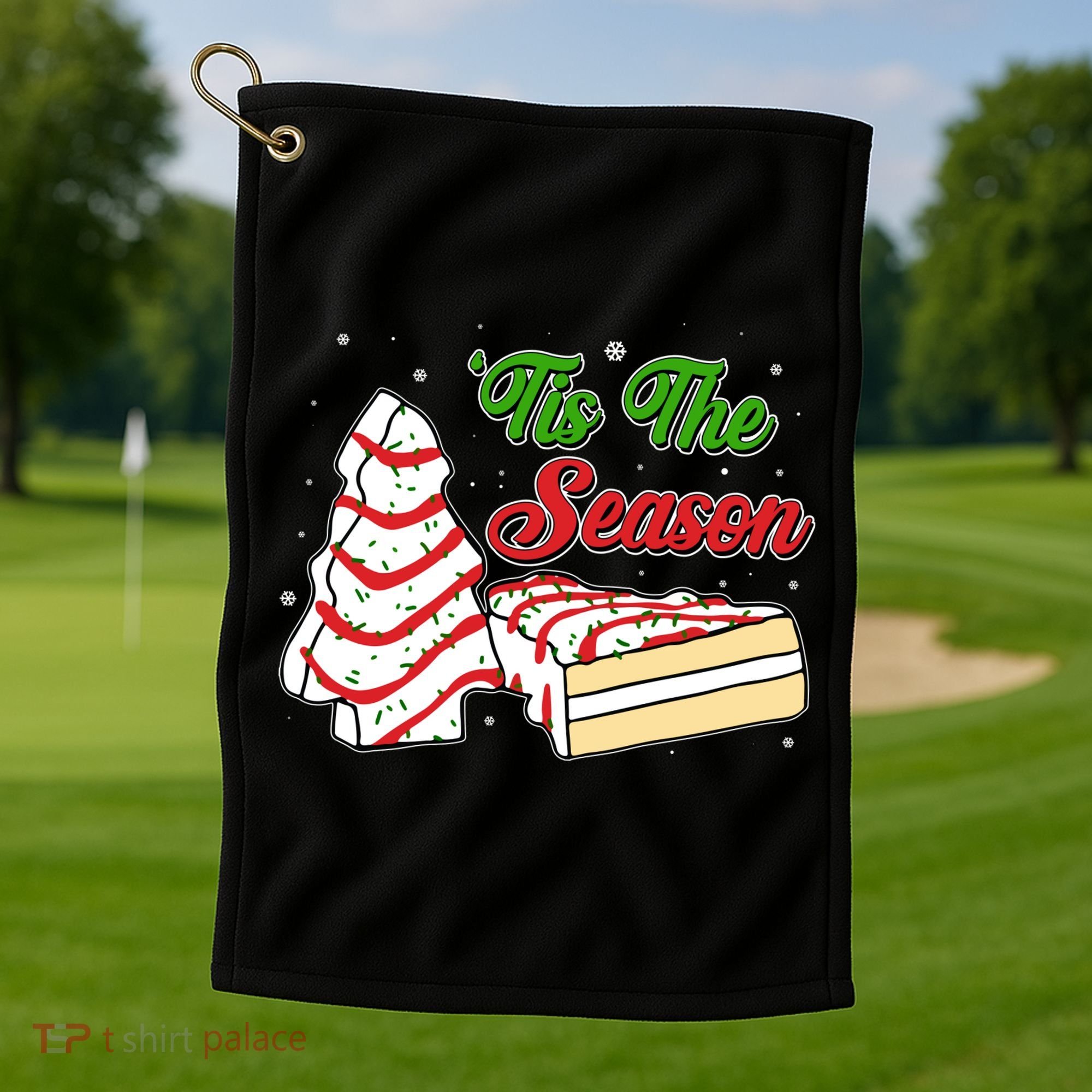Funny Christmas Tis The Season Tree Cakes Golf Towel