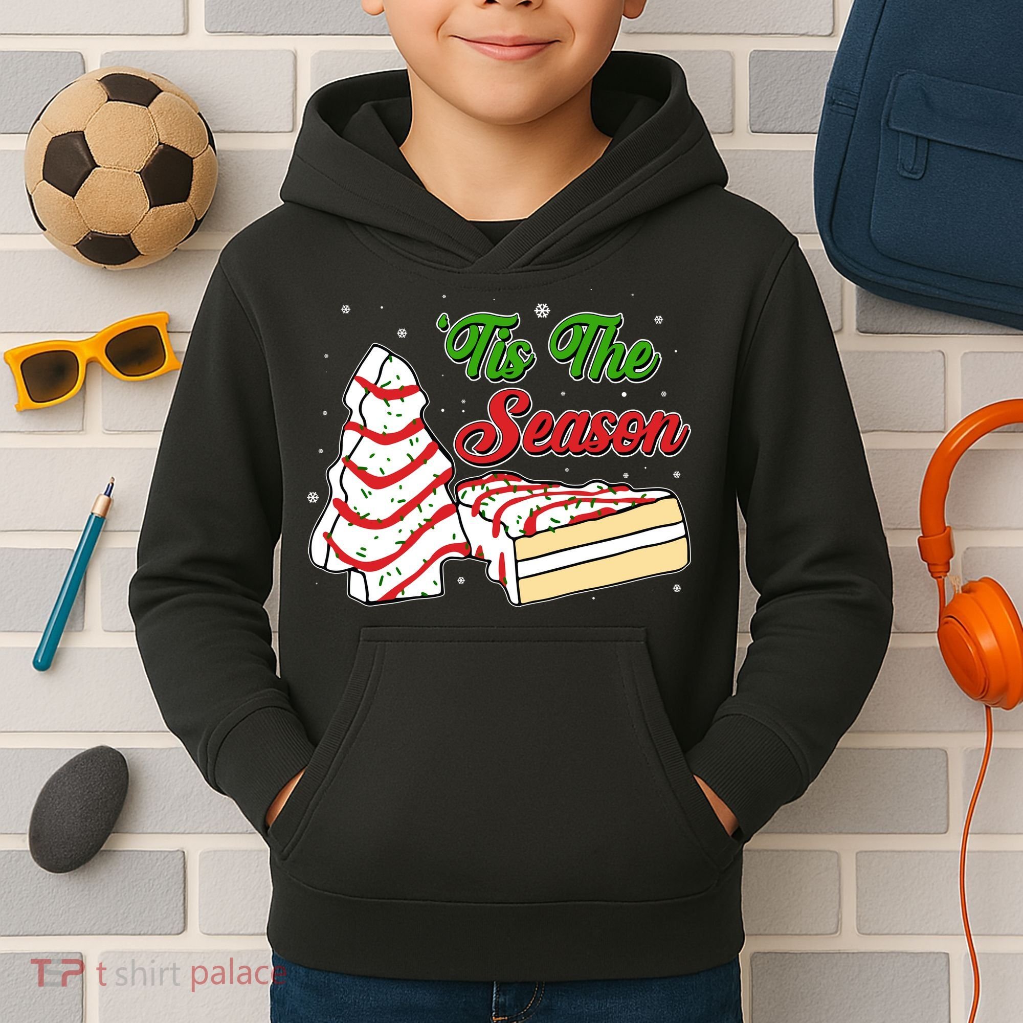 Funny Christmas Tis The Season Tree Cakes Kids Hoodie