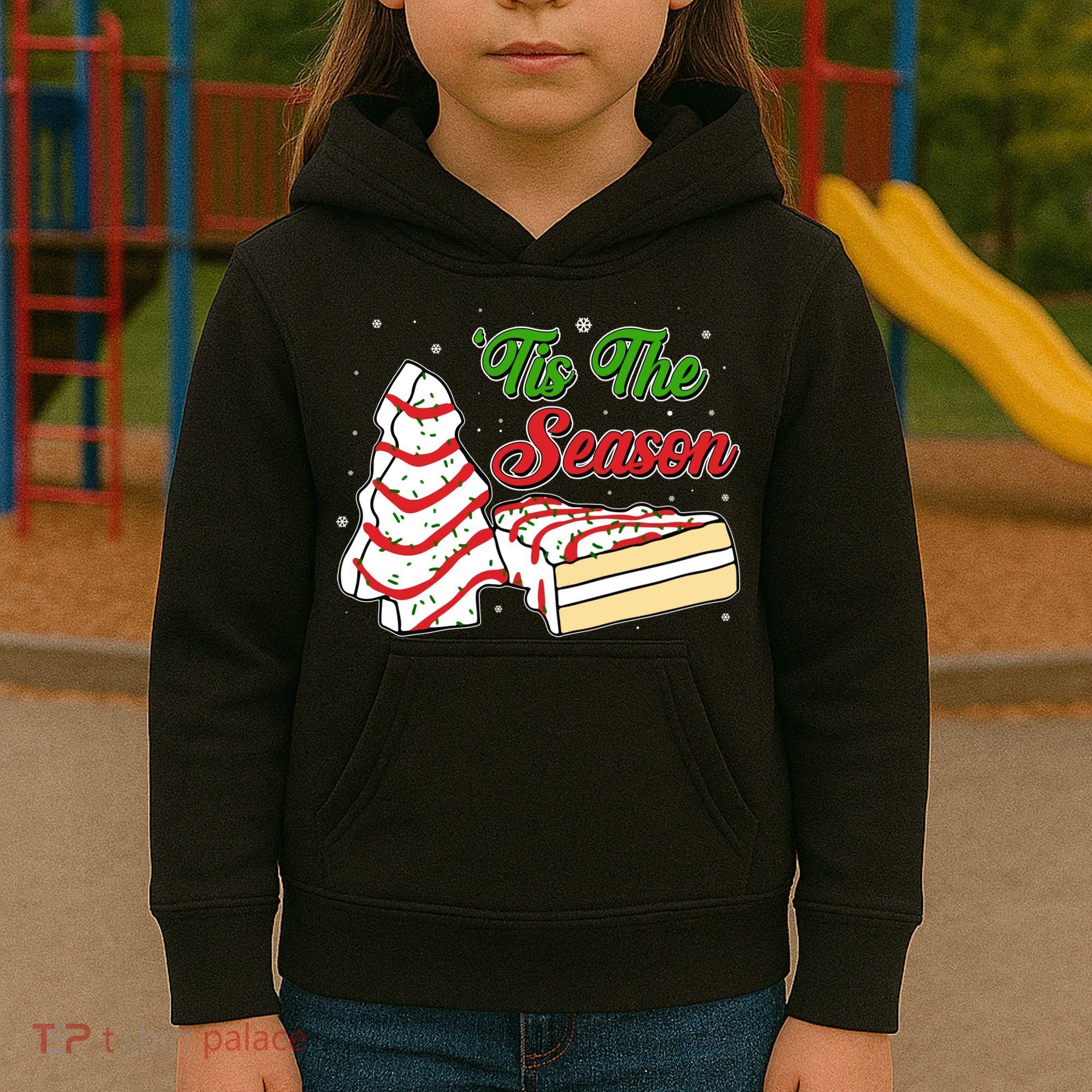 Funny Christmas Tis The Season Tree Cakes Kids Hoodie