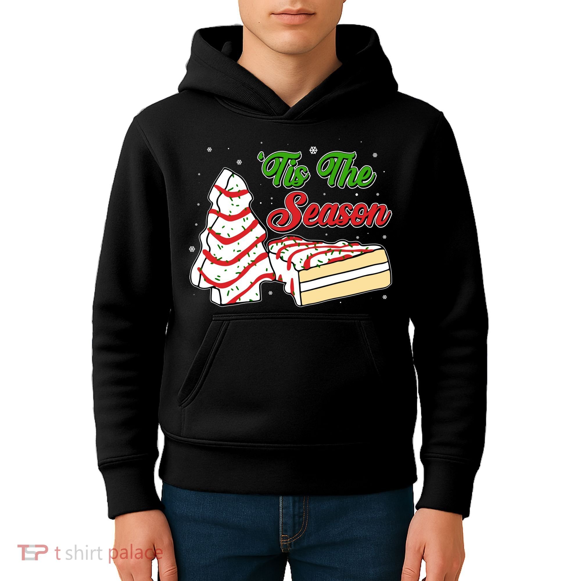 Funny Christmas Tis The Season Tree Cakes Kids Hoodie