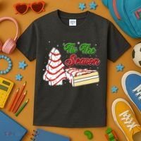 Funny Christmas Tis The Season Tree Cakes Kids T-Shirt thumb 3