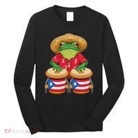 Frog Coqui Taino Boricua Puerto Rico Flag Long Sleeve Shirt thumb 0