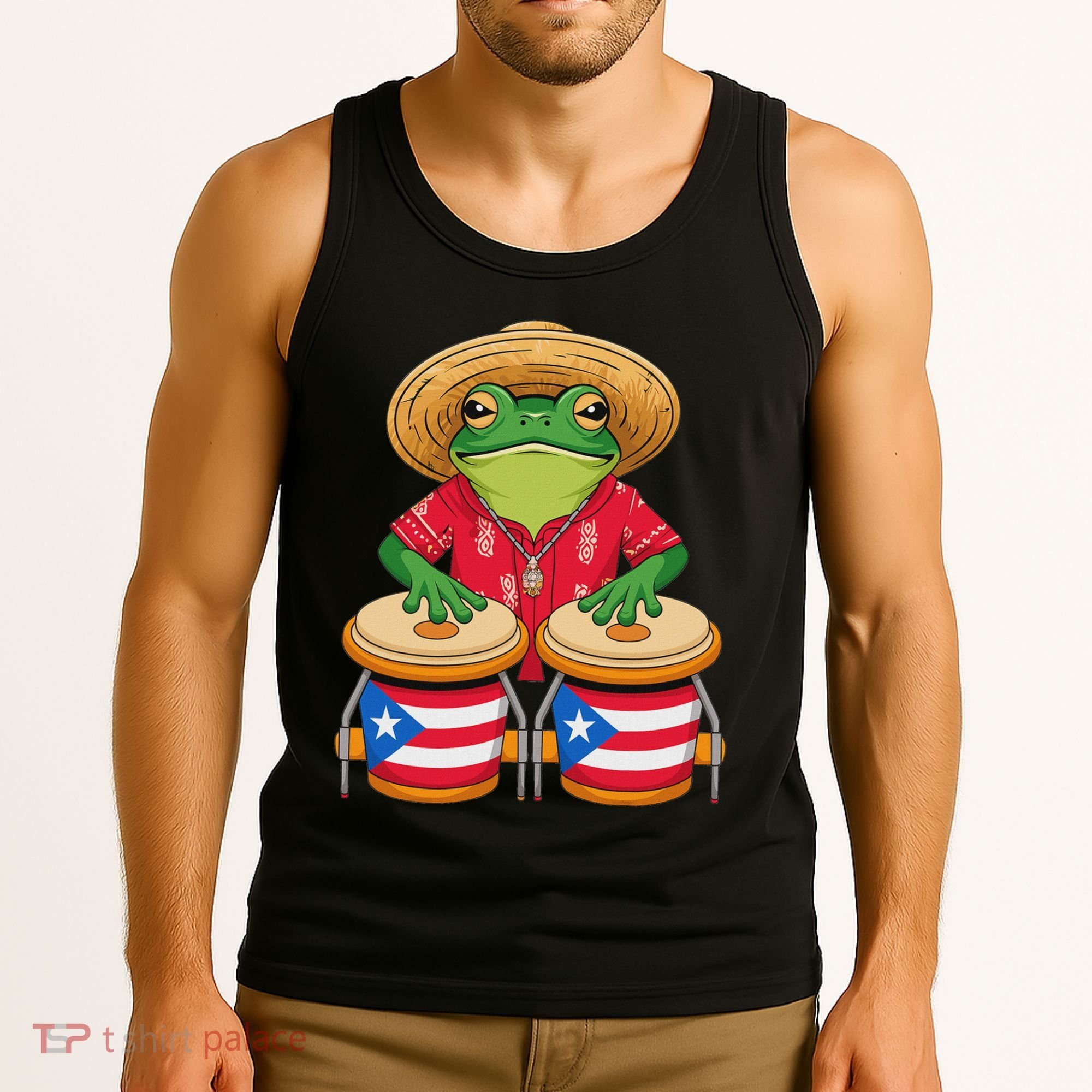 Frog Coqui Taino Boricua Puerto Rico Flag Tank Top