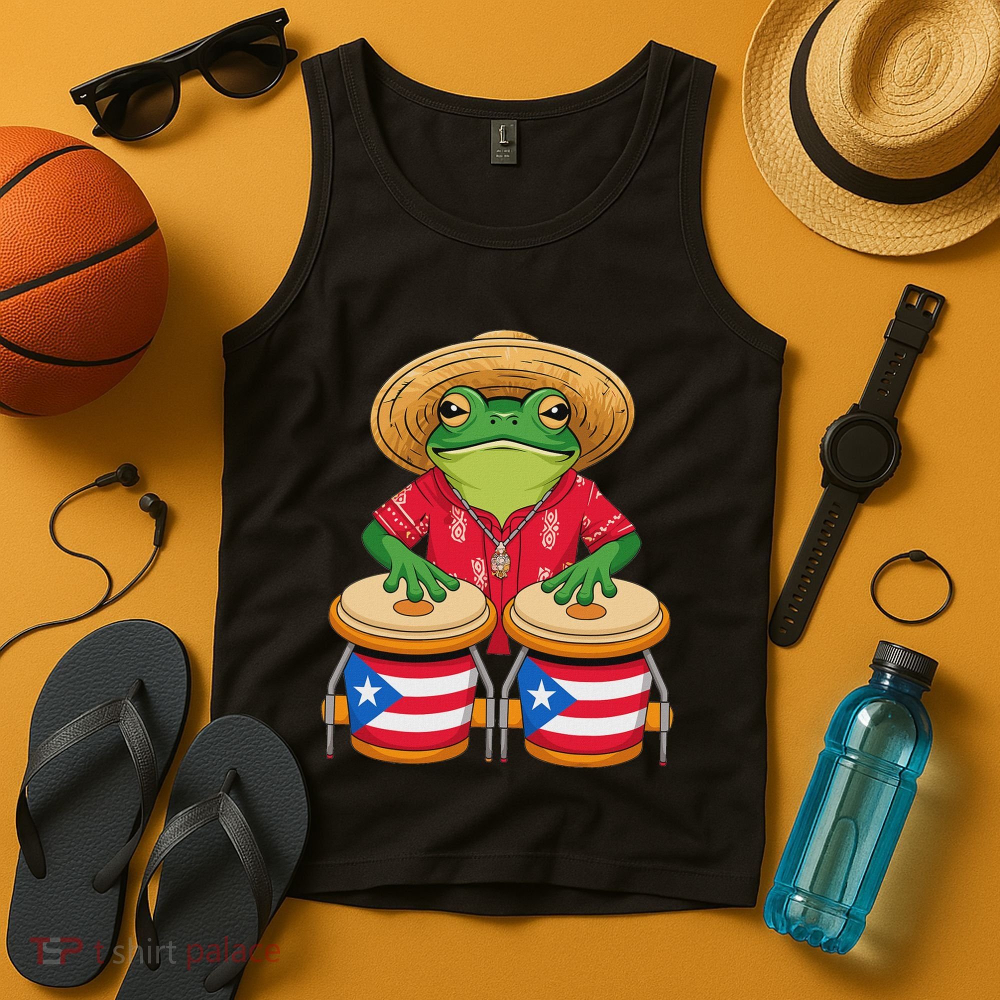 Frog Coqui Taino Boricua Puerto Rico Flag Tank Top