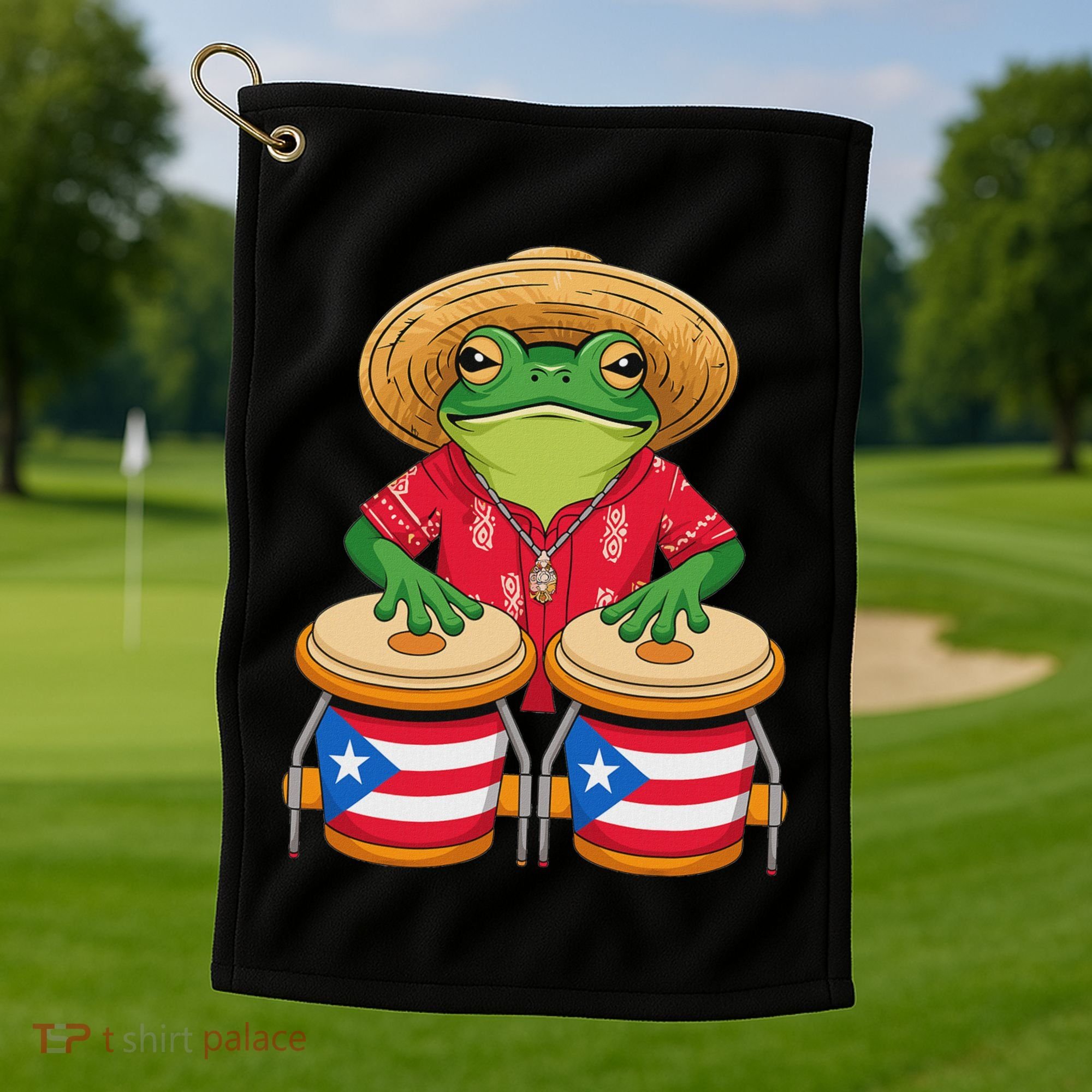 Frog Coqui Taino Boricua Puerto Rico Flag Golf Towel