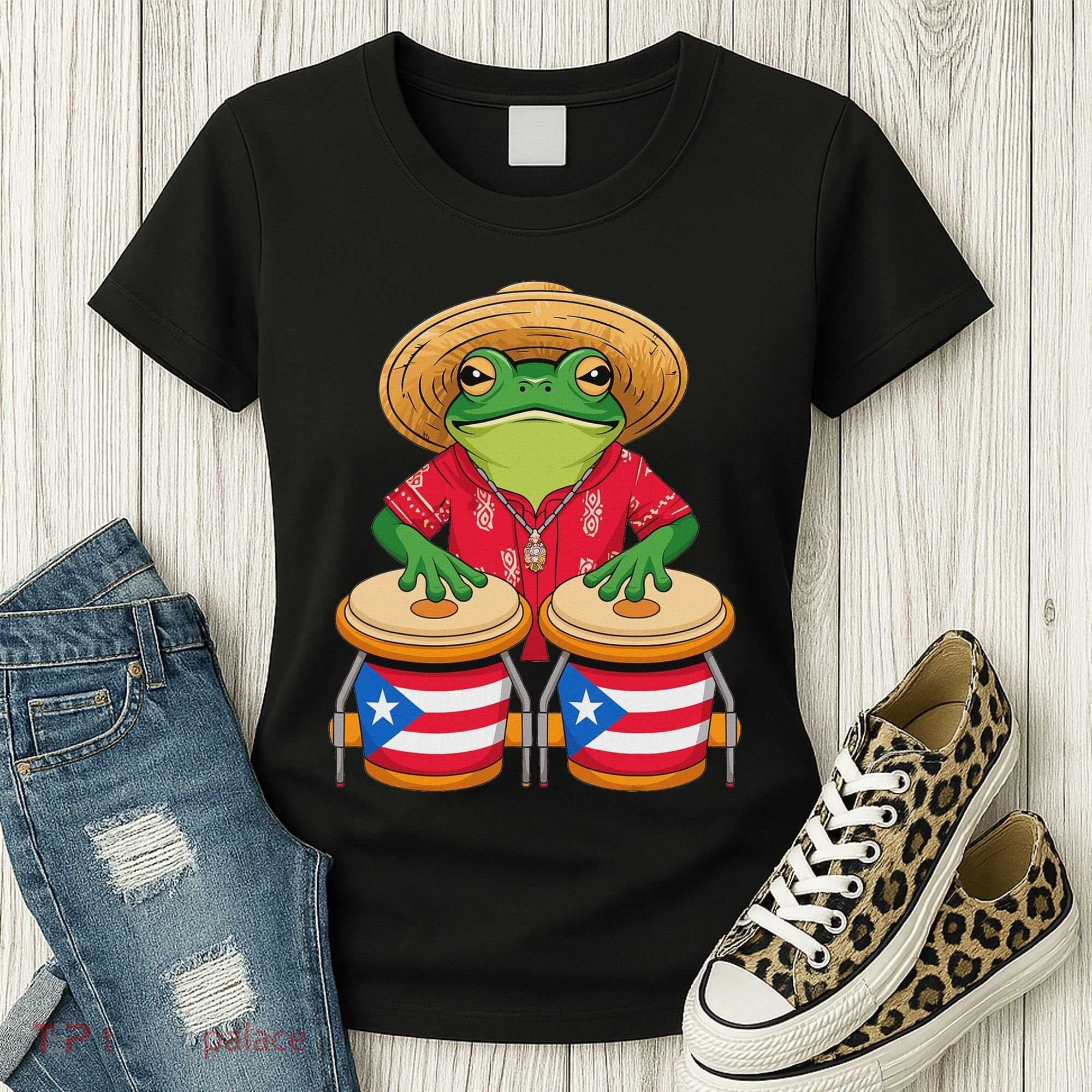 Frog Coqui Taino Boricua Puerto Rico Flag Women's T-Shirt