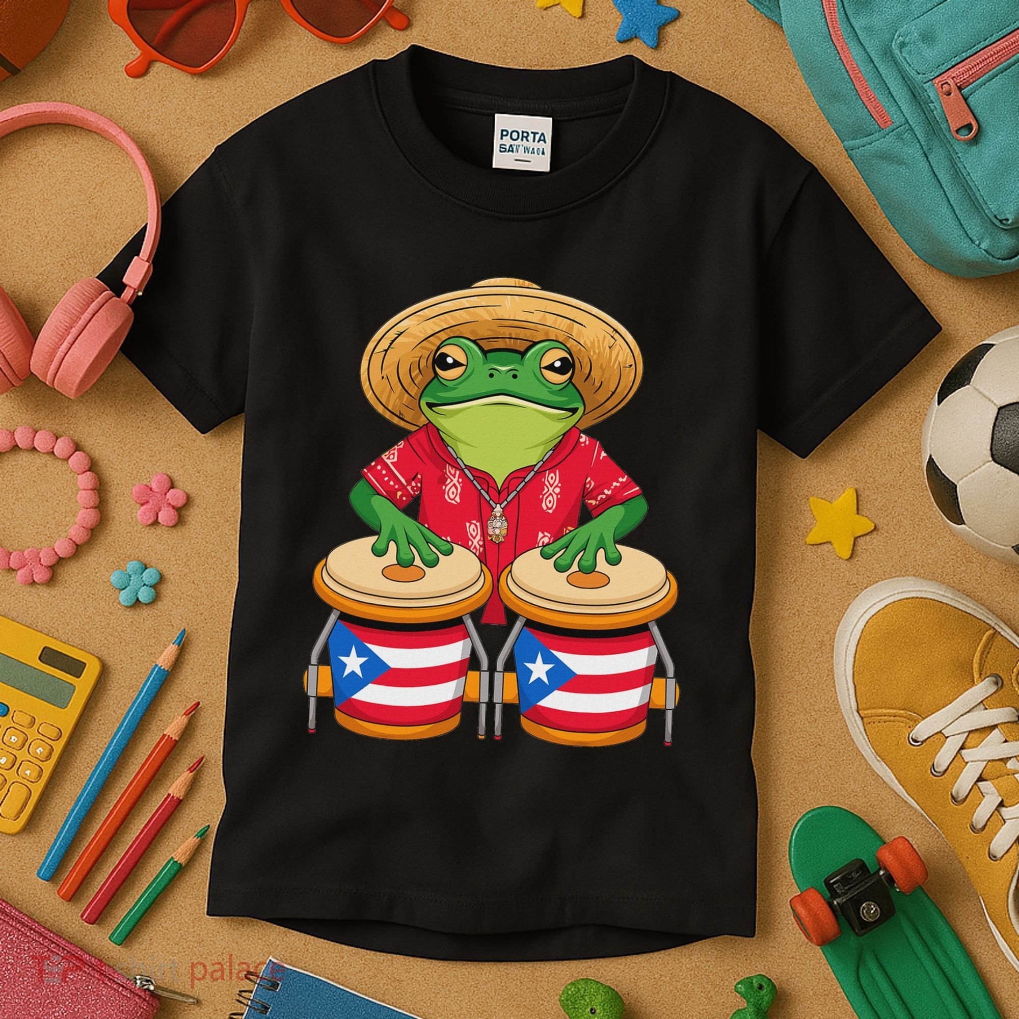 Frog Coqui Taino Boricua Puerto Rico Flag Kids T-Shirt