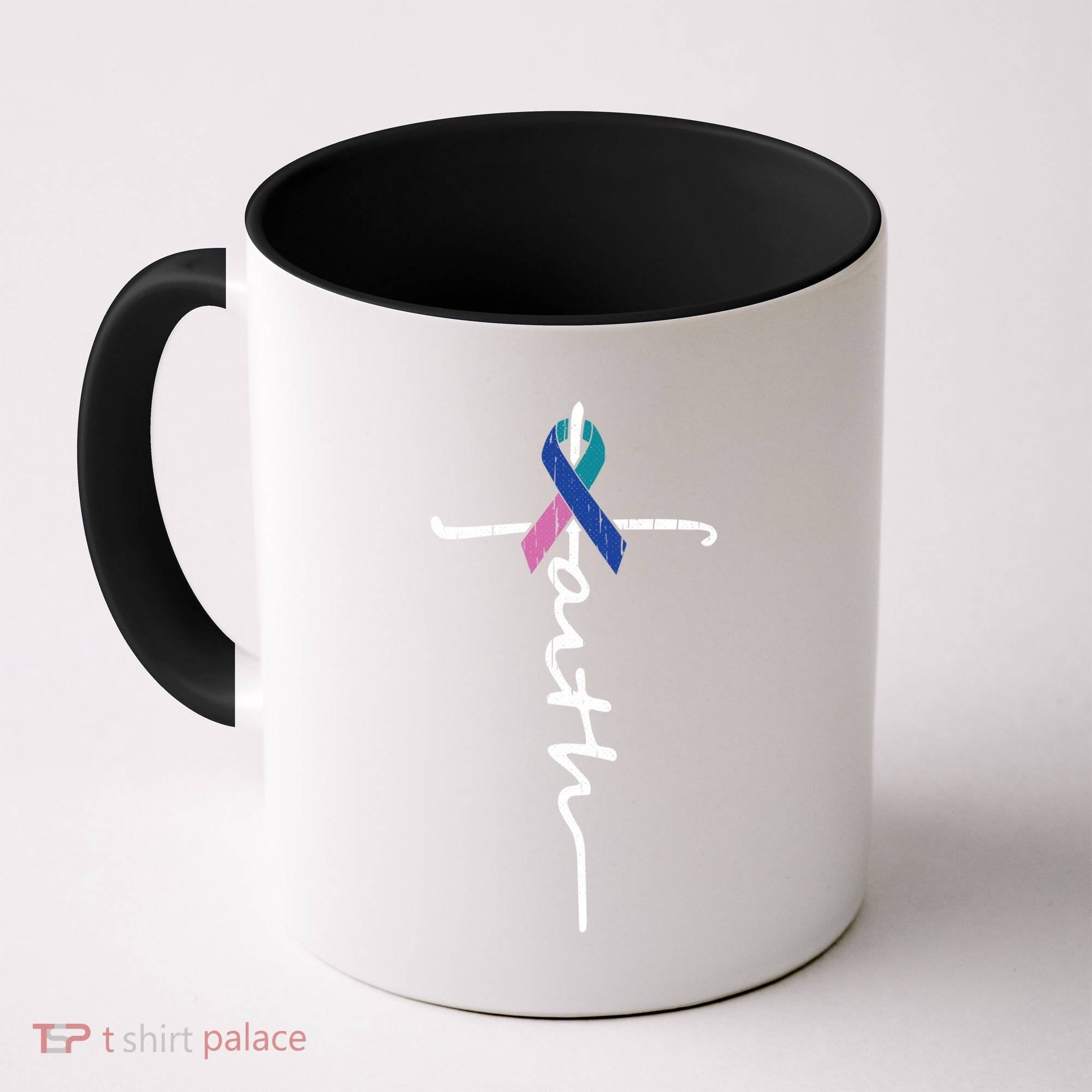 Faith Cross Thyroid Cancer Awareness Warrior Survivor Cute Gift Coffee Mug